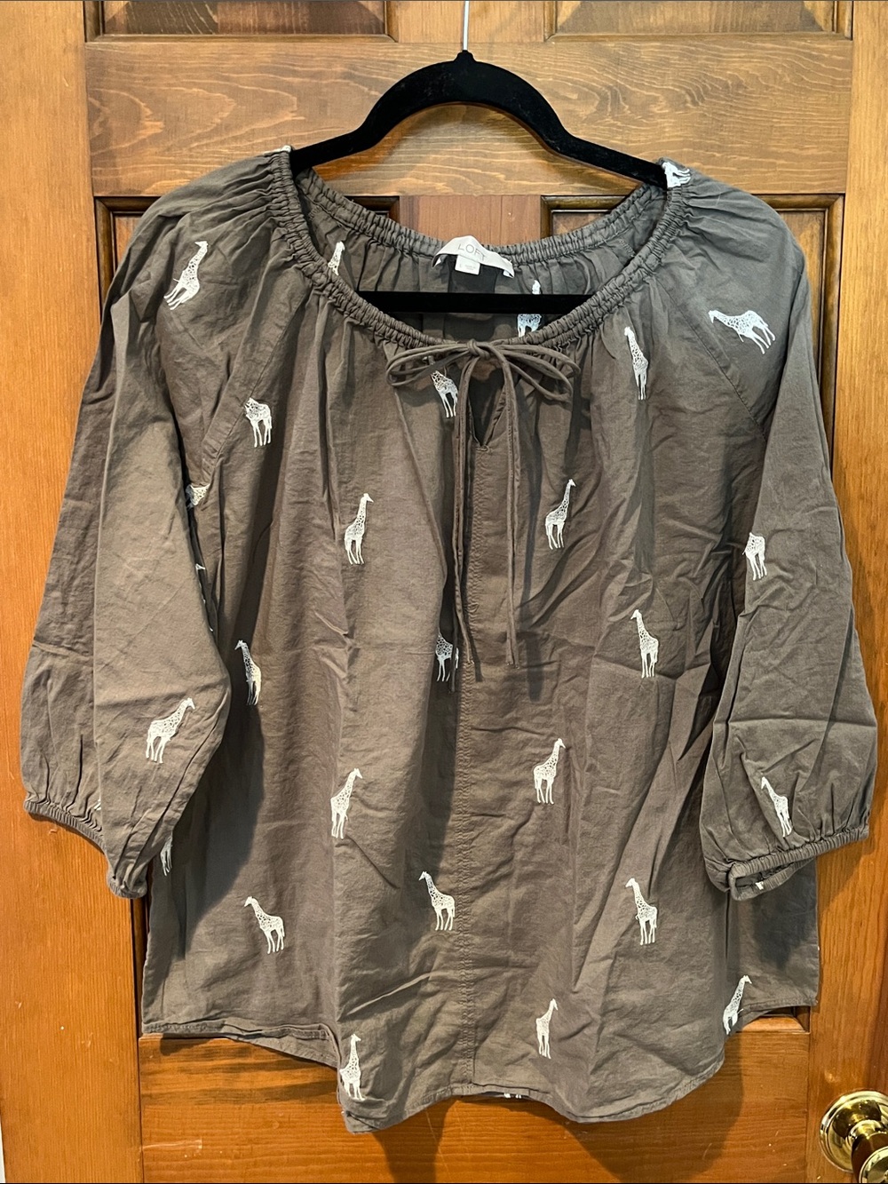 LOFT Embroidered Giraffe Top